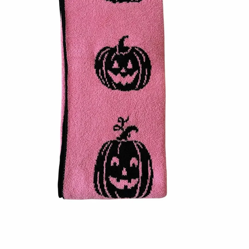 Novogratz Halloween Pumpkin Throw Blanket 50x70 Reversible Hot Pink & Black NEW